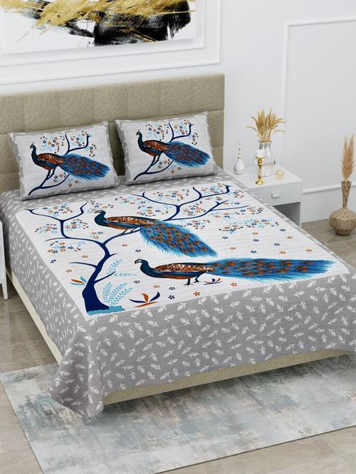 cotton printed double bedsheet set with 2 pillow covers - 22610841 - Very Small Image - 1