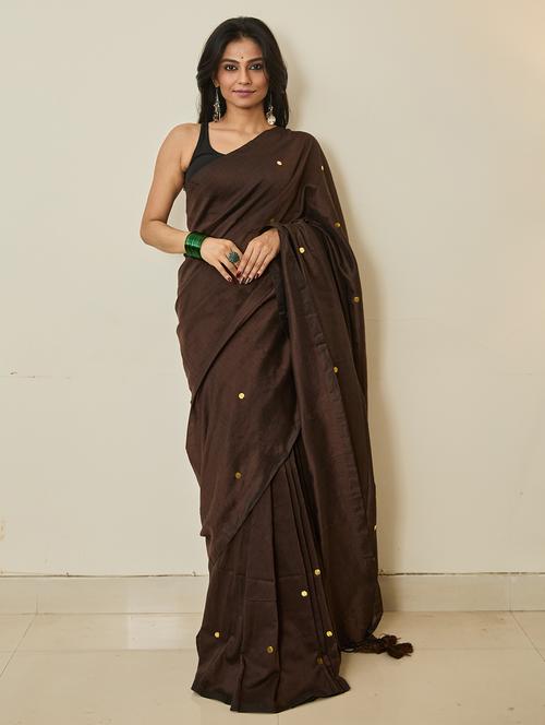 women solid with work handloom saree with blouse - 22615545 - Very Small Image - 1