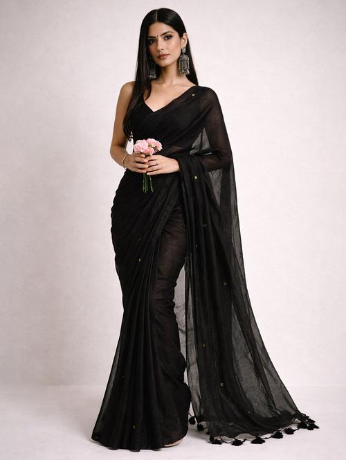 Women Solid With Work Handloom Saree With Blouse - 22615558 - Very Small Image - 1