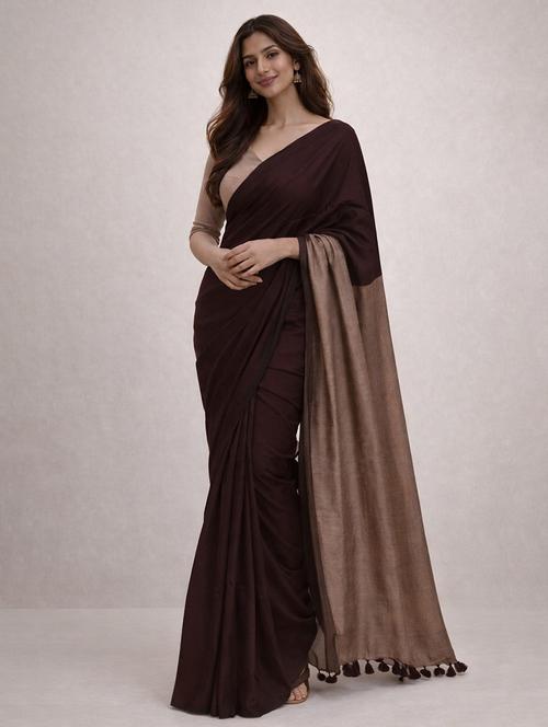 Women Solid Handloom Saree With Blouse - 22615563 - Very Small Image - 1