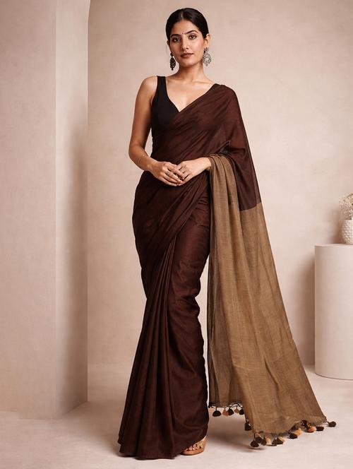 women solid handloom saree with blouse - 22615564 - Very Small Image - 1