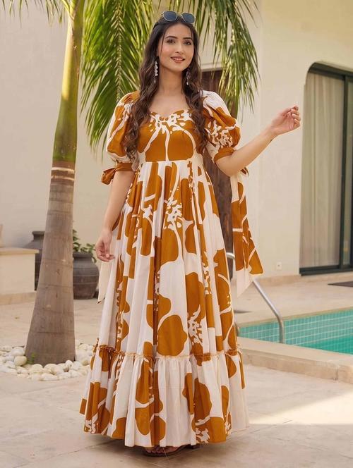 Women Printed Puff Sleeves Tiered Dress - 22640386 - Very Small Image - 1