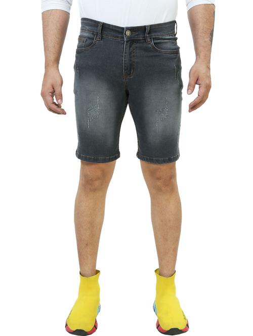 men washed mid rise slim fit denim shorts - 22658331 - Very Small Image - 1
