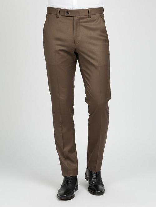 Men Solid Mid Rise Flat Formal Trouser - 22658399 - Very Small Image - 1