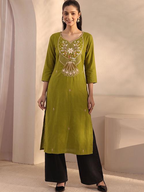 Wwomen Embroidered Sweatheart Neck Straight Kurta - 22665149 - Very Small Image - 1