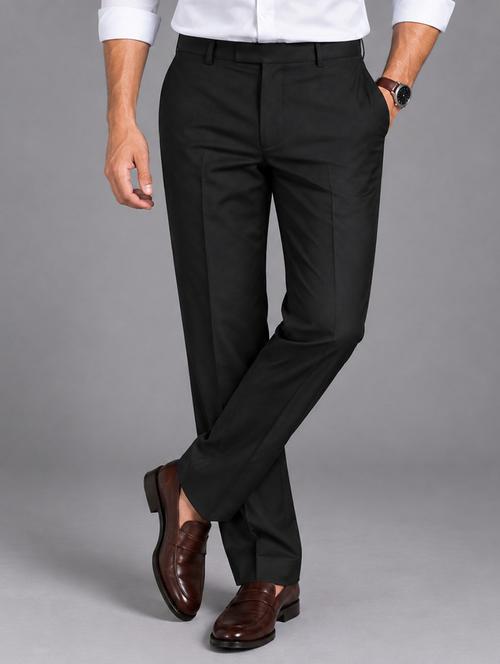 Men Solid Mid Rise Straight Fit Formal Trouser - 22702395 - Very Small Image - 1
