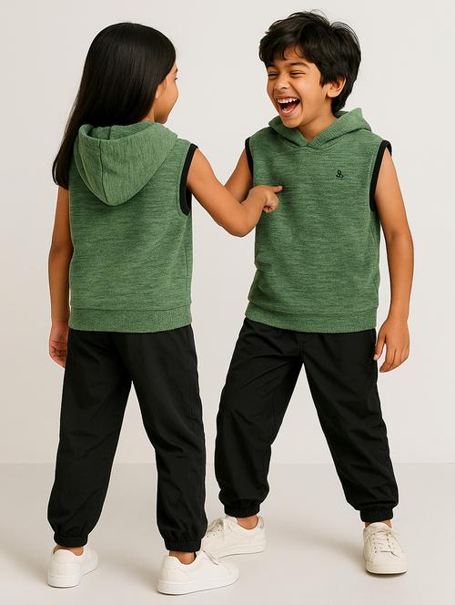 Unisex Self Design Sleeveless Hooded Sweatshirt - 22724095 - Very Small Image - 1