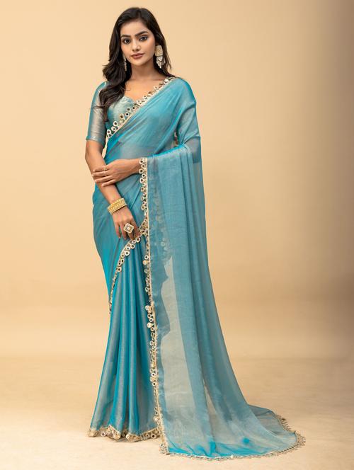 Women Solid With Bordered Saree With Blouse - 22729643 - Very Small Image - 1