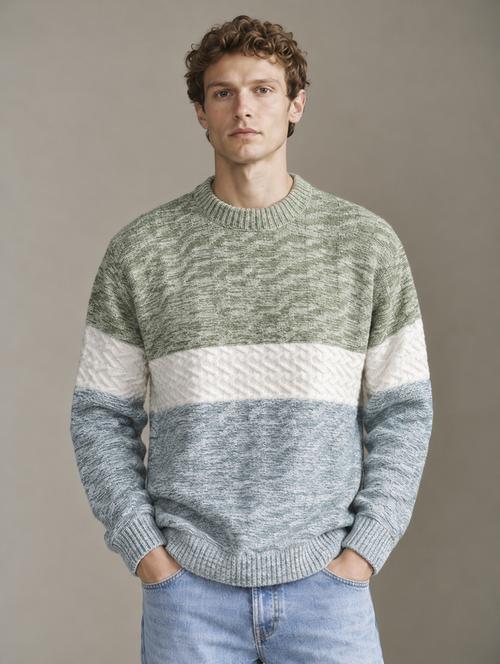 Men Self Design Long Sleeve Regular Fit Pullover - 22730737 - Very Small Image - 1