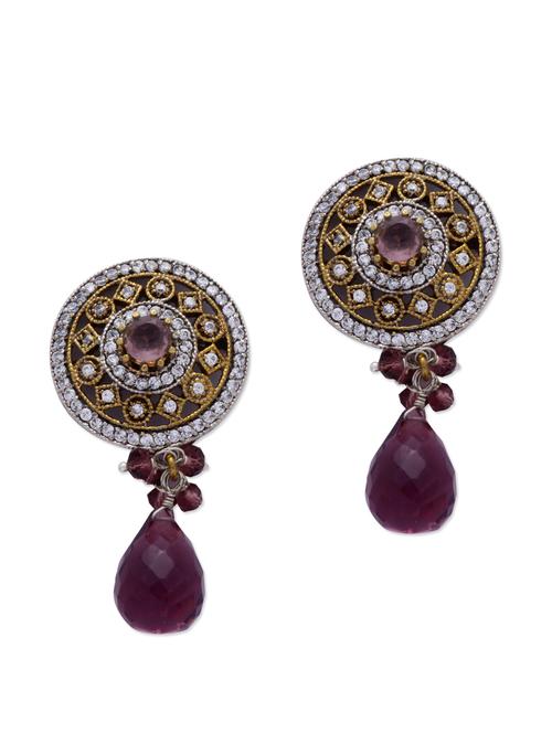 round crystal studded earring - 23182 - Very Small Image - 1