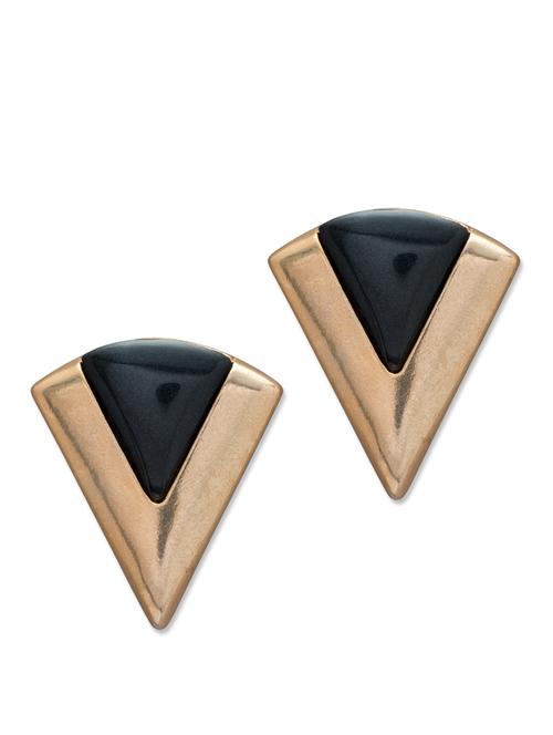 stylish black & gold triangle earrings - 23858 - Very Small Image - 1