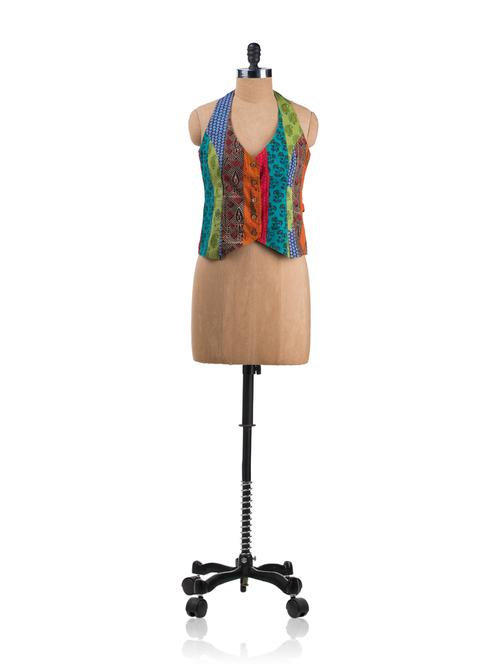 vegetable dyed panelled vest - 2657 - Very Small Image - 1