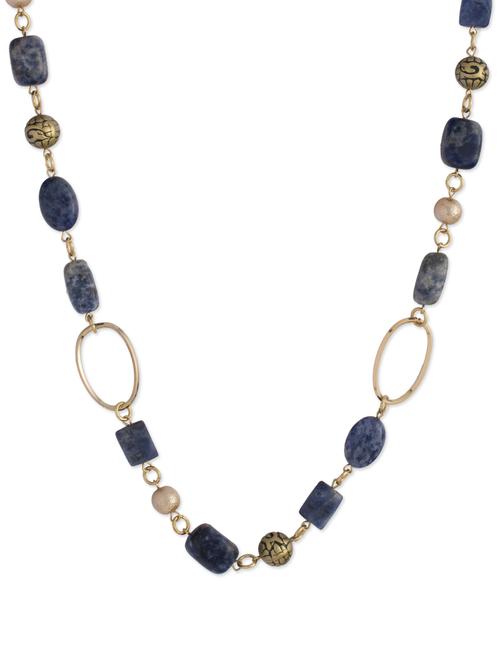 deep blue & gold designer necklace - 27337 - Very Small Image - 1