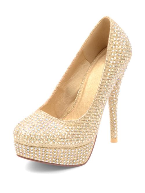 crystal embellished golden pumps - 27544 - Very Small Image - 1