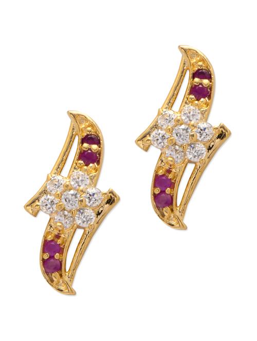gold & purple floral earrings - 28368 - Very Small Image - 1