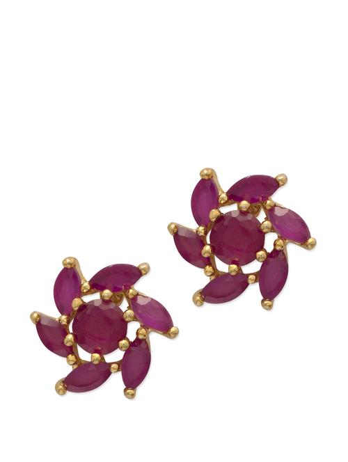 chic ruby floral studs - 28468 - Very Small Image - 1