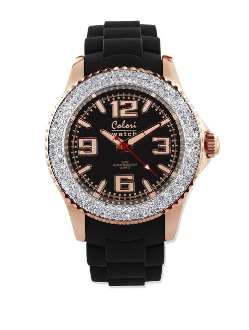 black & rose gold studded watch - 28513 - Very Small Image - 1