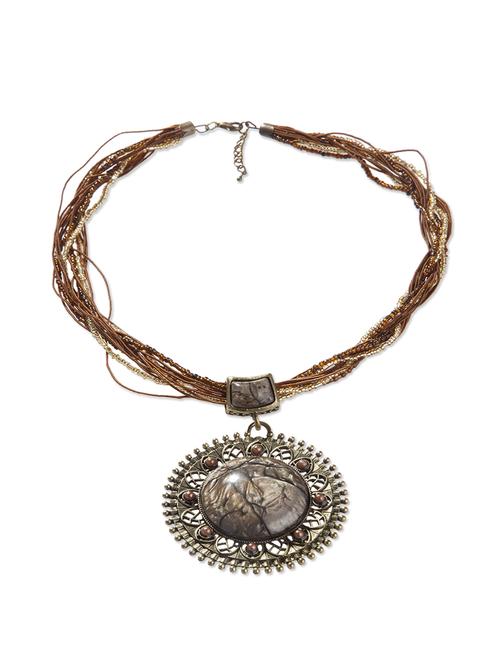 round grey beaded neckpiece - 30321 - Very Small Image - 1