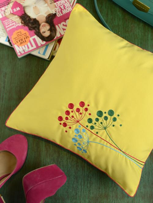 SpringBeautifully handcrafted rich Cotton  cushion cover. The floral motif adds life and vibrancy to your space - 31782 - Very Small Image - 1