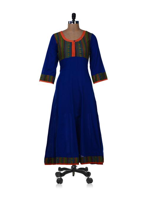 electric blue anarkali kurta - 32335 - Very Small Image - 1