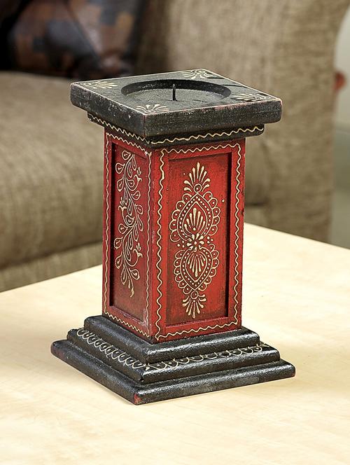 black and red hand painted candle holder - 32387 - Very Small Image - 1
