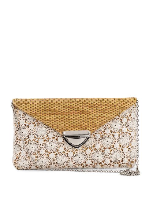 yellow and white jute clutch - 32584 - Very Small Image - 1