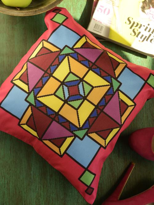 bright geometrical print cushion cover - 32667 - Very Small Image - 1