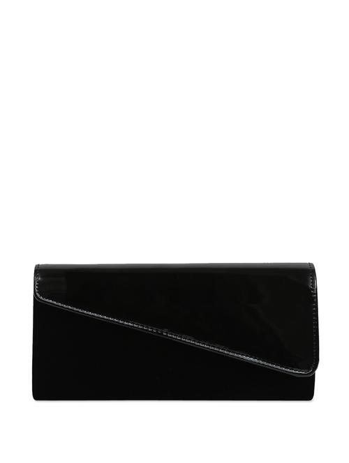 Sleek Black Clutch With Asymmetrical Flap - 33490 - Very Small Image - 1