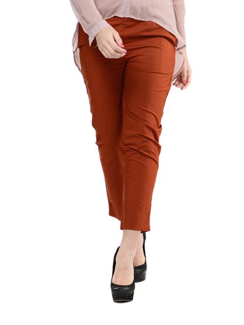 Rust Cotton Pants - 33780 - Very Small Image - 1