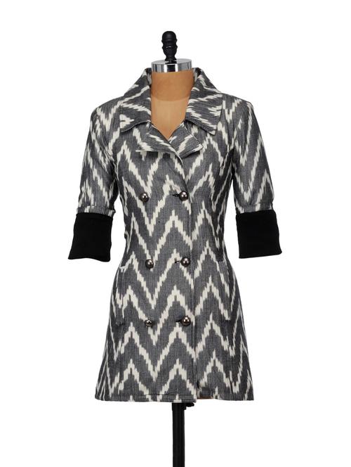 trendy grey ikat jacket - 33950 - Very Small Image - 1