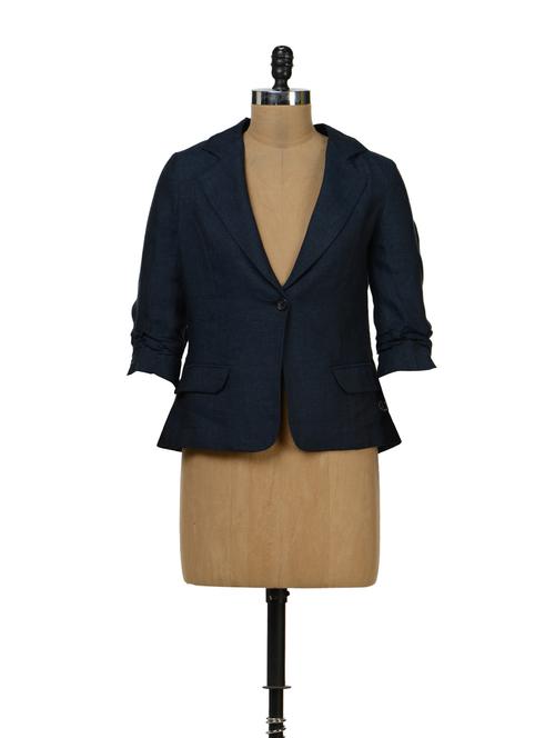 navy blue linen blazer - 35571 - Very Small Image - 1