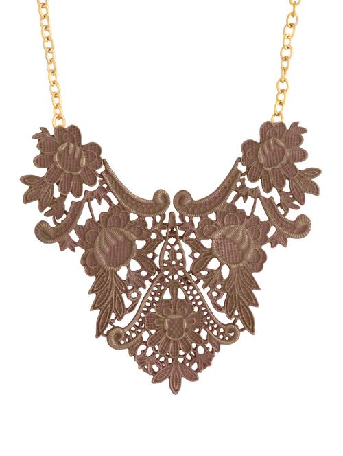 brown & gold statement necklace - 38428 - Very Small Image - 1