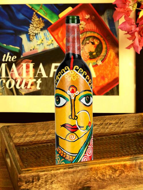 dressed up woman theme handpainted bottle - 38878 - Very Small Image - 1
