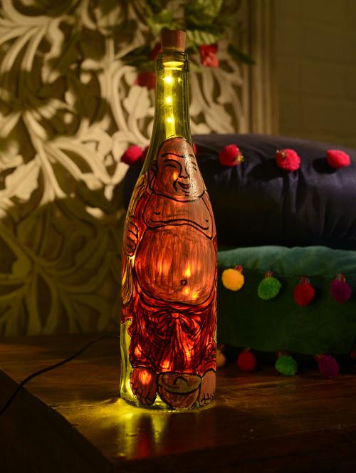 laughing buddha led glass bottle lamp - 38903 - Very Small Image - 1