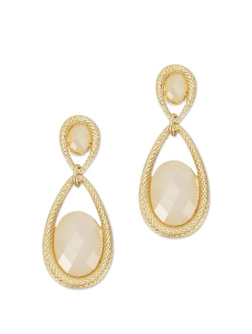 chic gold and white drop earrings - 40348 - Very Small Image - 1
