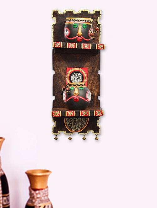 facial tribal painted clay pot wall hanging - 41969 - Very Small Image - 1