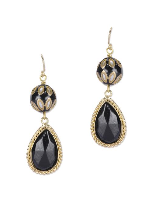 Stunning Black Drop Earrings - 42055 - Very Small Image - 1