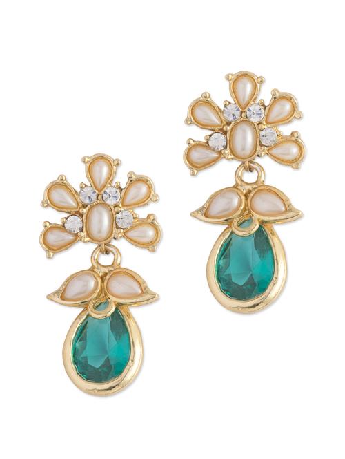 elegant golden earrings with blue drop - 42891 - Very Small Image - 1