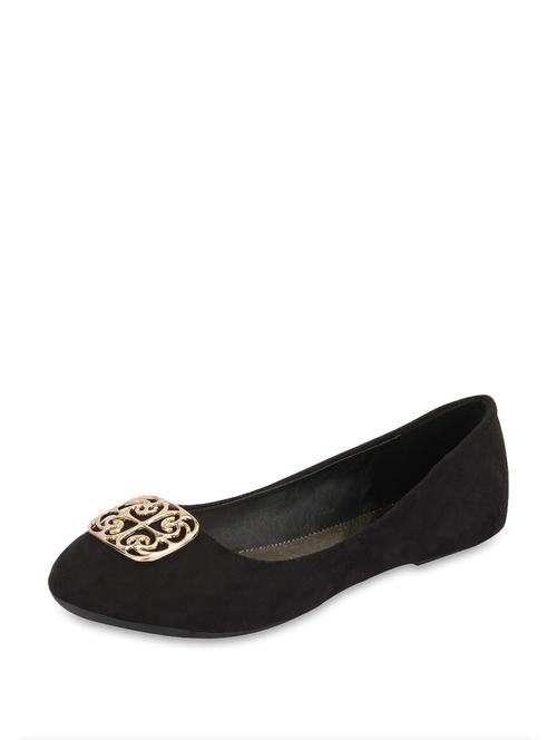suede black ballerina with gold broach - 43690 - Very Small Image - 1