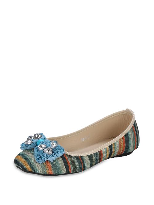 bow accented ballerinas with stripes - 44038 - Very Small Image - 1
