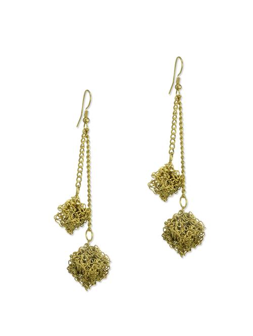 gold pom pom earrings - 44520 - Very Small Image - 1