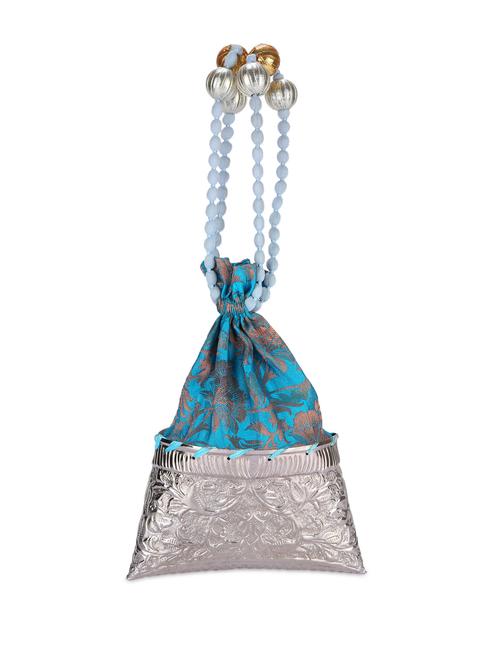 silver & blue brocade contemporary sarees - 44935 - Very Small Image - 1