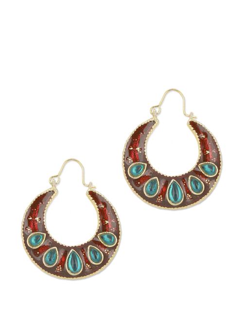 studded maroon earrings - 45234 - Very Small Image - 1