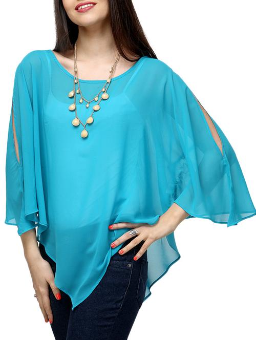 trendy turquoise v-front top - 45942 - Very Small Image - 1