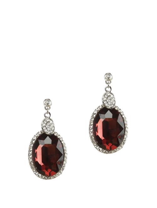 embellished red & silver earrings - 46316 - Very Small Image - 1
