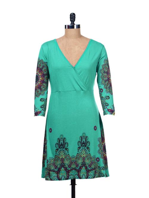 Green Overlap Dress - 46749 - Very Small Image - 1