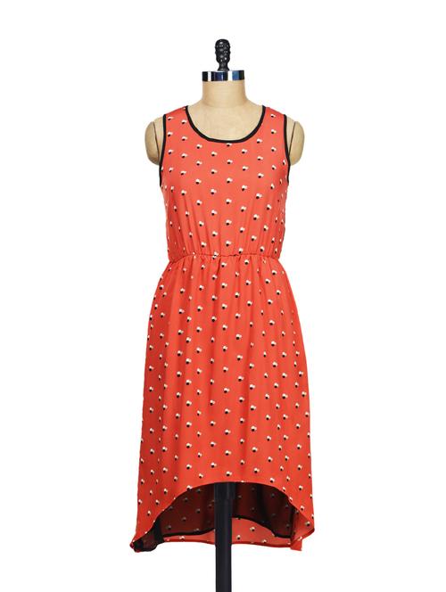 Asymmetrical Red Dress With Lacy Back - 47411 - Very Small Image - 1