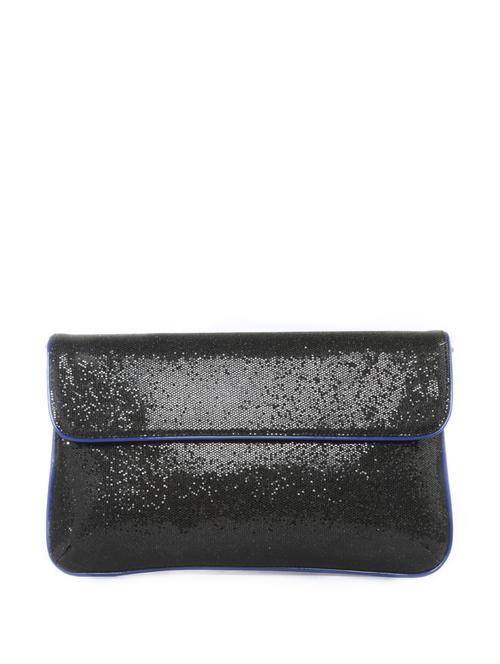 black sequin clutch with blue piping - 47788 - Very Small Image - 1