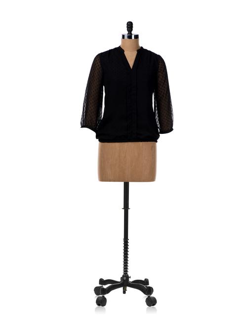 textured poly chic evening top - 4816 - Very Small Image - 1