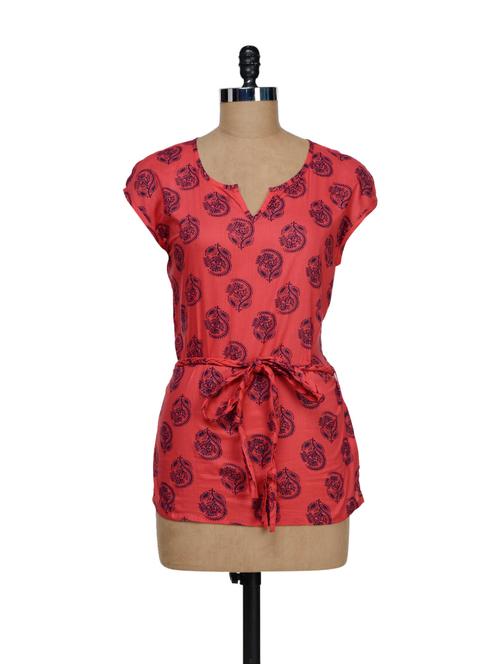 red printed tunic top - 48373 - Very Small Image - 1